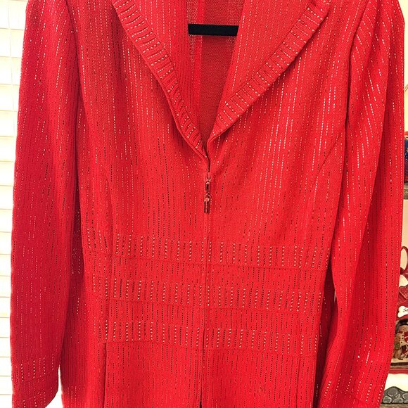 ST. JOHN EVENING BY MARIE GRAY,  RED SANTANA KNIT - SIZE 8 - FREE SHIPPING! - Picture 7 of 7